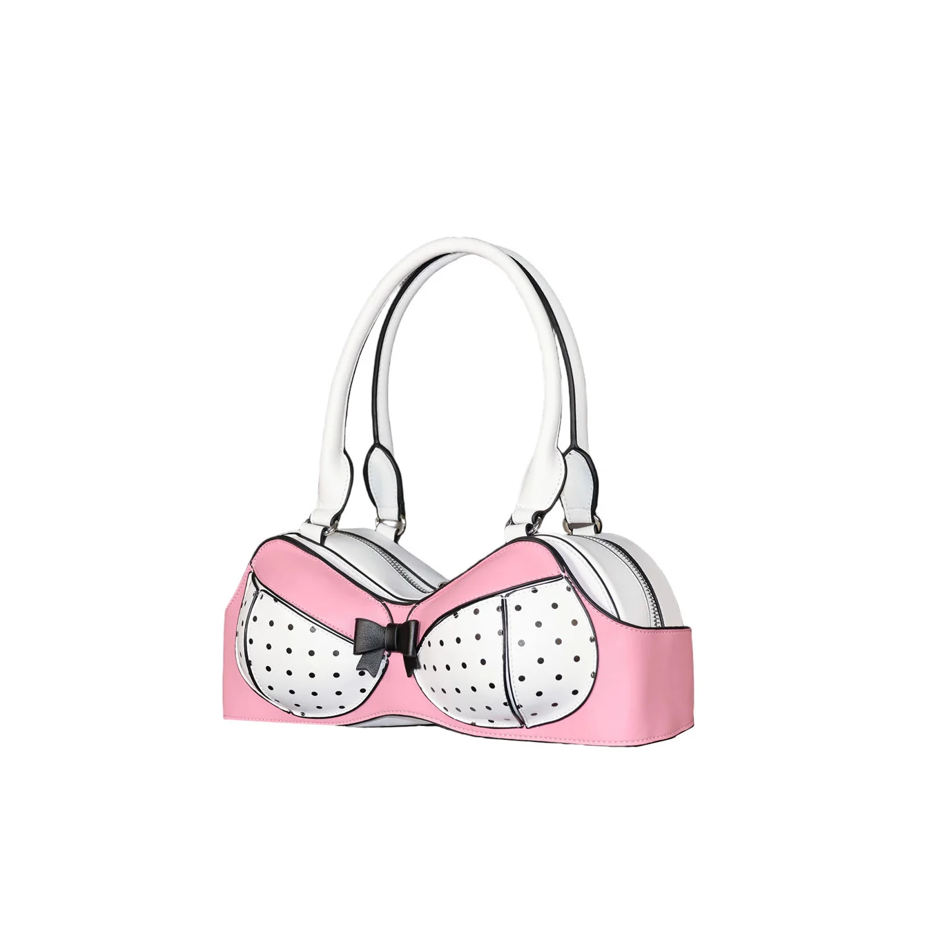 Funny Unique Bra Shaped Handbag Polka Dot Bow Purse Cool Girl Daily Street Bag Fashionable Designer Bags Woman Luxury Designer view 4