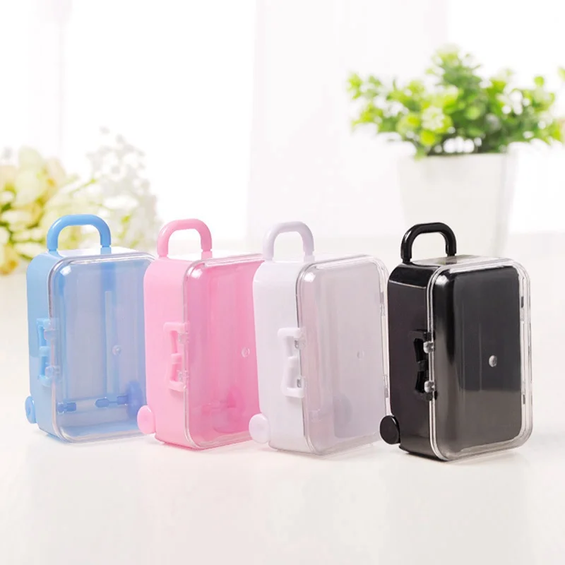 ●White mini roller travel suitcase candy box personality wedding candy box luggage trolley case candy toy small storage box-ABFB