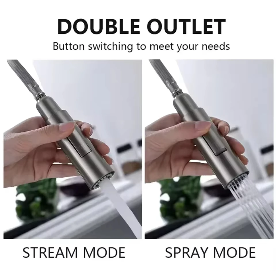 Kitchen Faucet Stainless Steel Brushed Faucet Kitchen Sink Faucet Pull-out Kitchen Water Faucet Single Hole Faucet