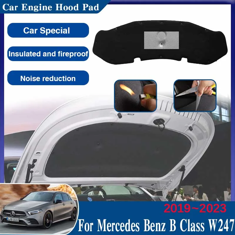 

Для Mercedes Benz B Class W247 2019 2020 ~ 2023 передний капот двигателя звуковые тепловые подушечки противоскользящие звукоизоляционные хлопковые чехлы аксессуары
