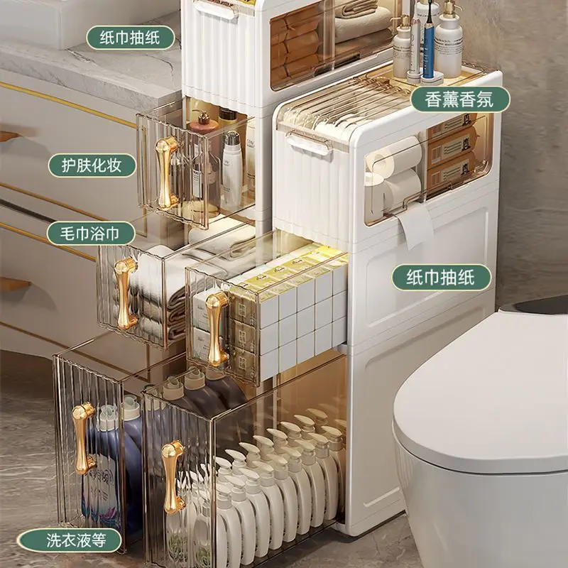 

Toilet storage rack, bathroom toilet crevice storage cabinet