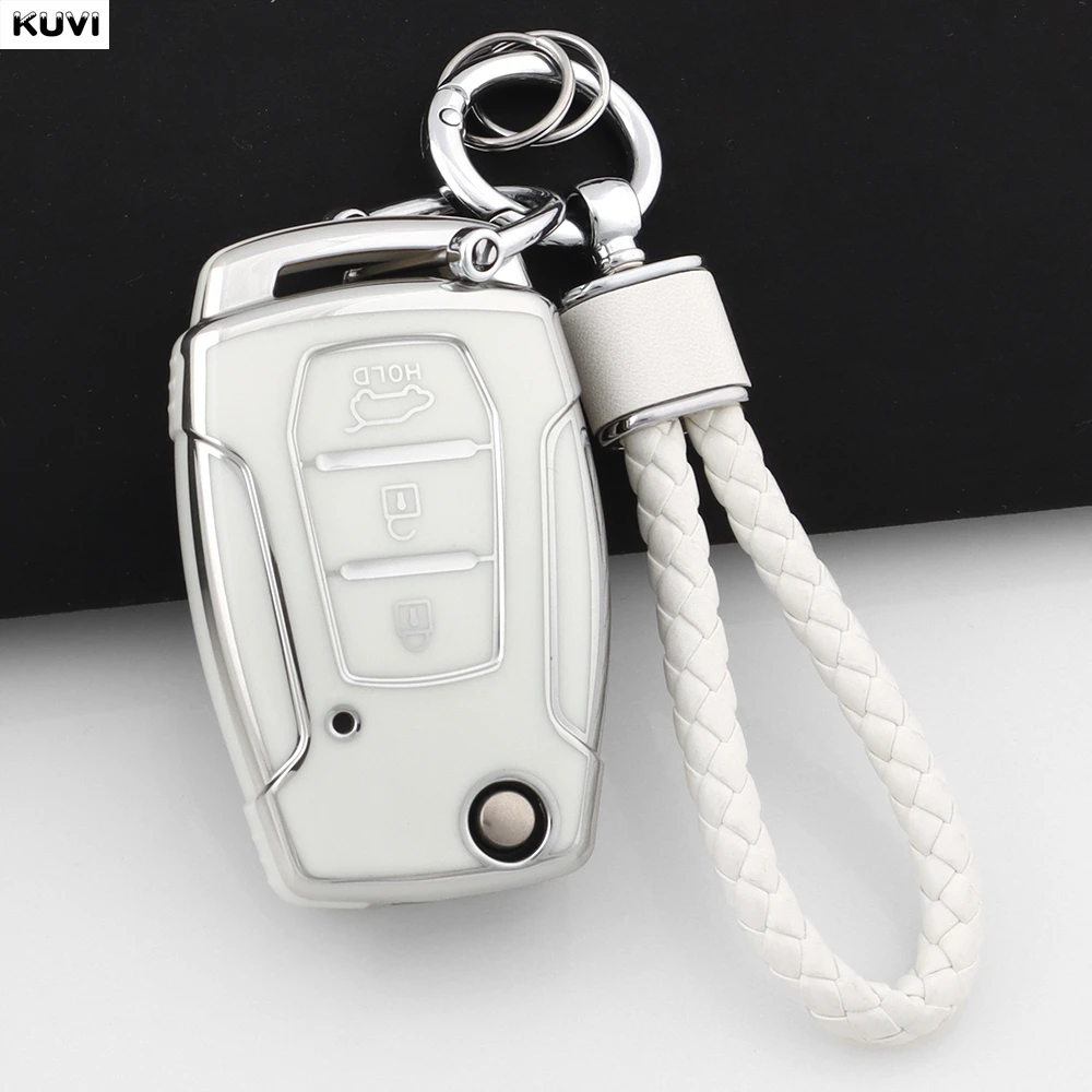 TPU Car Flip Key Case Cover Shell Fob Keychain For SsangYong Kyron 2 Sanka Actyon Korando Tivoli Protector Keyless Accessories