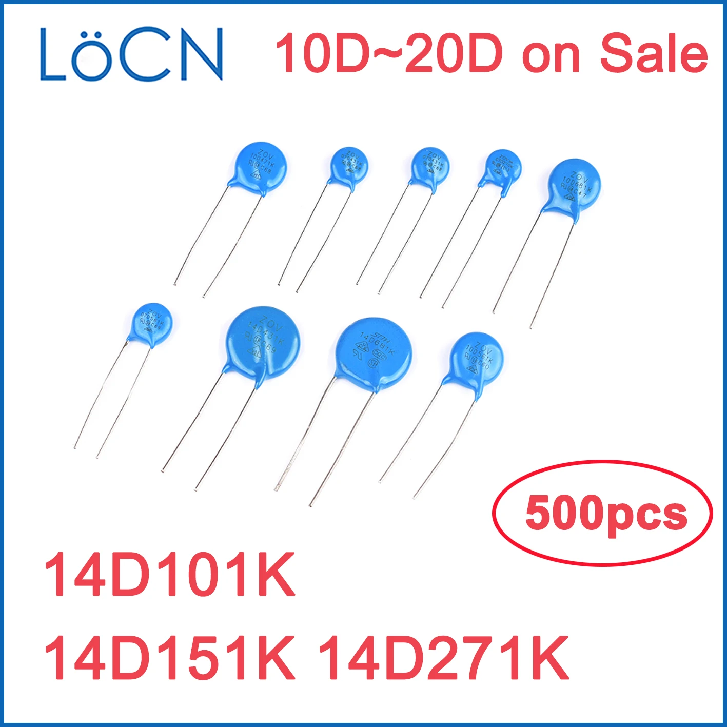 500PCS Varistor 14mm 14D 14D101K 14D151K 14D271K 14mm 100V 150V 270V VDR Mass Lot 101 151 271 10D 20D LoCNService