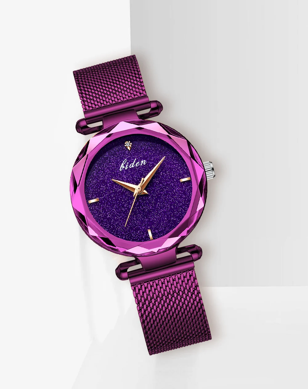 BIDEN Fashion Premium Purple Women's Watch Mesh Belt Night Light 30M Waterproof Daily Birthday Women's Exclusive Gift Free Box