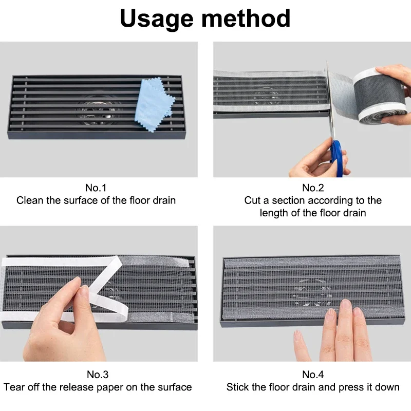 5m Cutable Shower Drain Hair Catcher Self-Adhesive Floor Drain Stickers Disposable Mesh Sink Strainer Filter For Bathroom - view 4