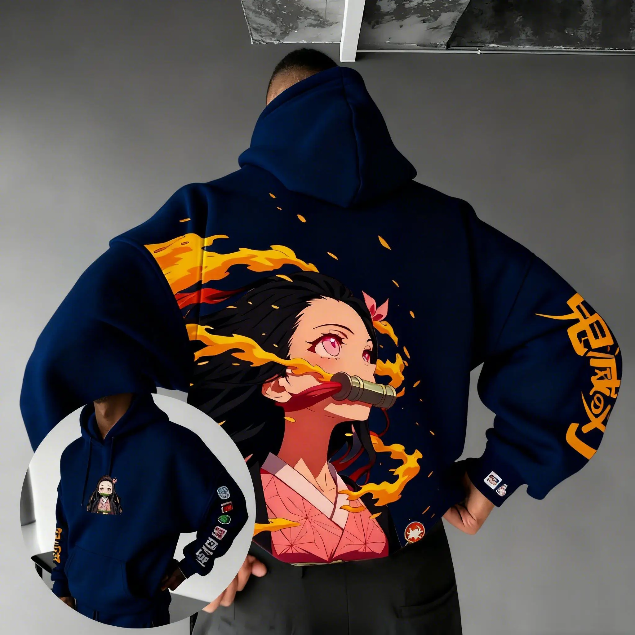 

Y2k Demon Slayer Nezuko Толстовка с капюшоном в стиле аниме для косплея Женская и мужская уличная куртка с графическим принтом и капюшоном 2026 Зимние повседневные топы