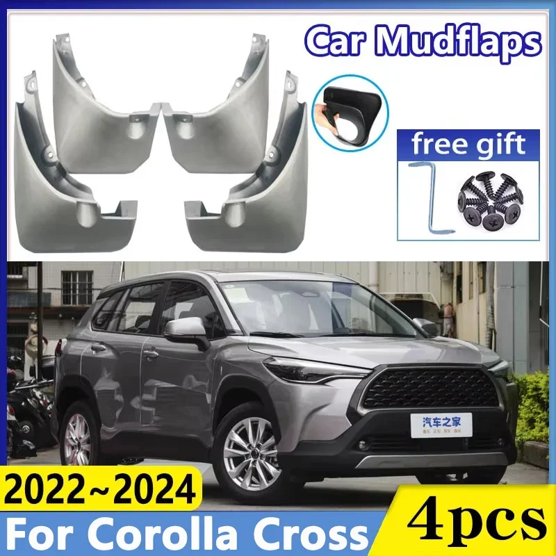 Car Wheel Fender for Toyota Corolla Cross 2022 2023 2024 Front Mudflap Baking Paint Mud Flap Guards Protect Mudguard Accessories