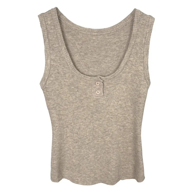 Korean Elegant Versatile Sexy Hot Girl Pure Desire Style Slim Slimming Knitted Sleeveless Tank Top For Women Tank Tops S4WO
