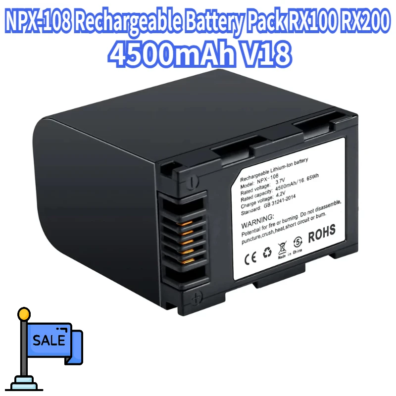 

Hot sale 4500mAh V18 NPX-108 Rechargeable Battery Pack RX100 RX200 Camera Battery/Dual Charger for for Video Camcorders