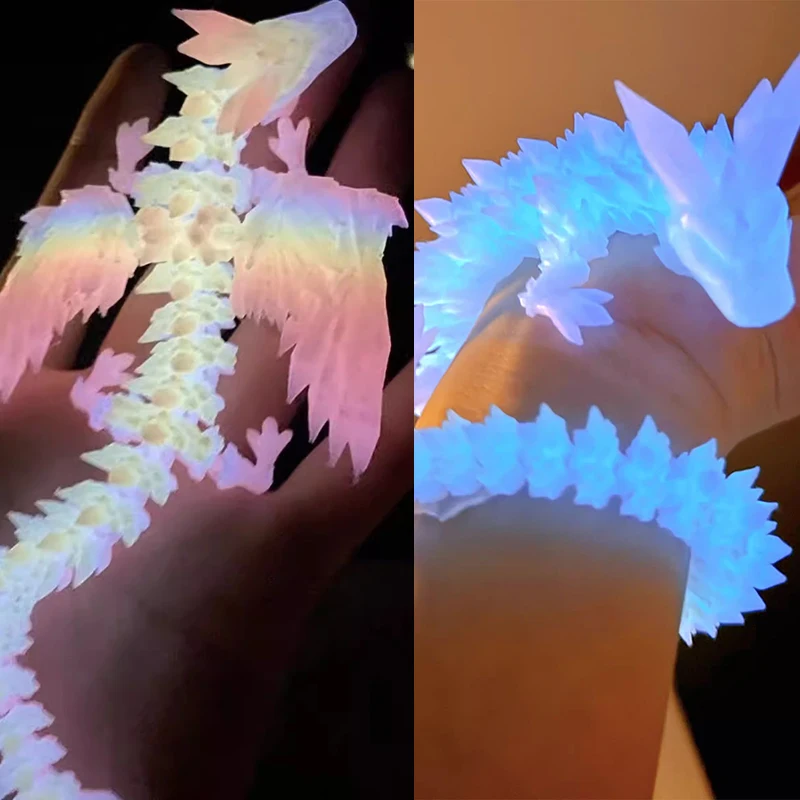 Luminoso 3d stampato Dragon Figures Decor giocattolo per bambini giocattolo drago articolato mobile Multi-snodato per ornamento da tavolo per auto