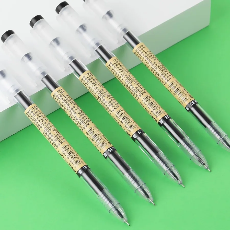 أقلام حبر جل سوداء 0.35 مللي متر طرف نقطة رفيع للغاية أقلام الكتابة السلسة أقلام الكرات الدوّارة النمط الياباني لا تلطخ قلم حبر جاف سريع الجفاف
