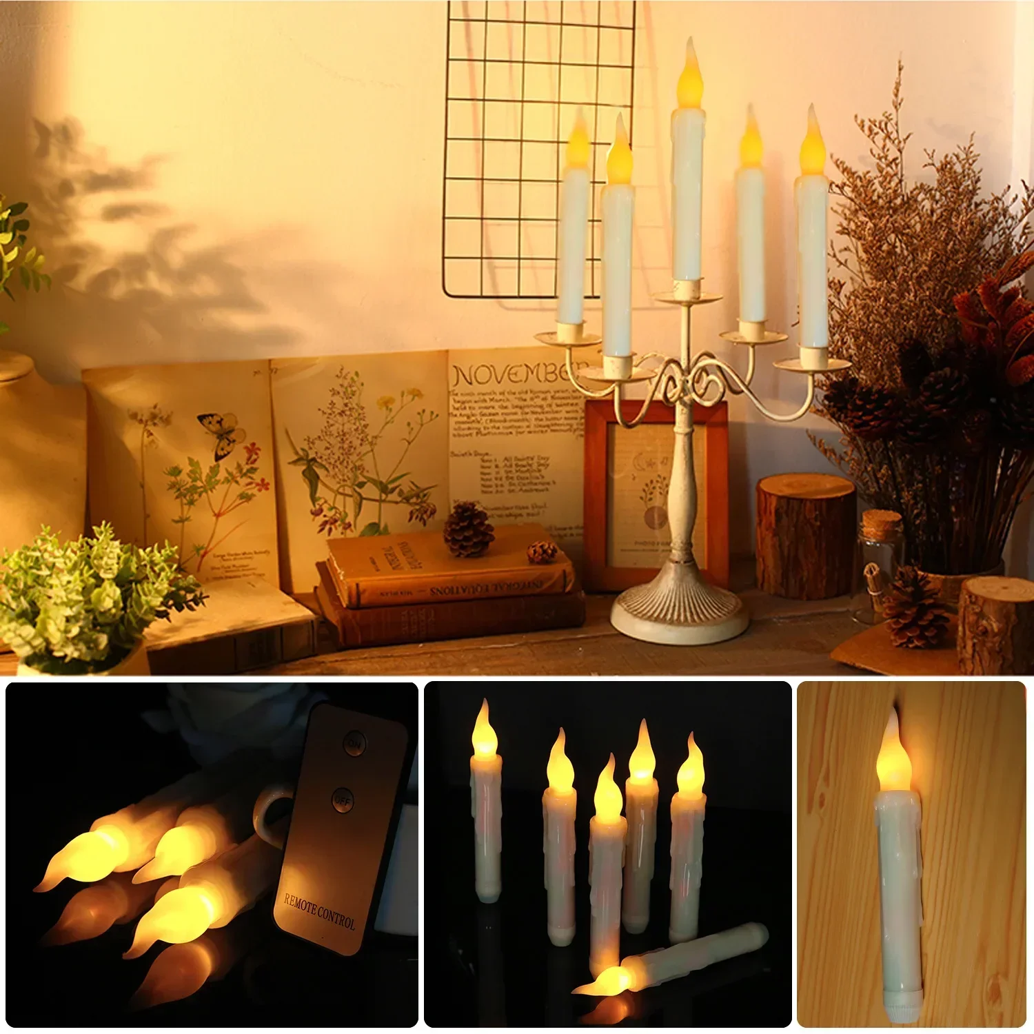 6pc Eco-friendly Electronic Candle Floating Glim Witch Halloween Decor Party Supplies Birthday Wedding Christmas Home Decoration