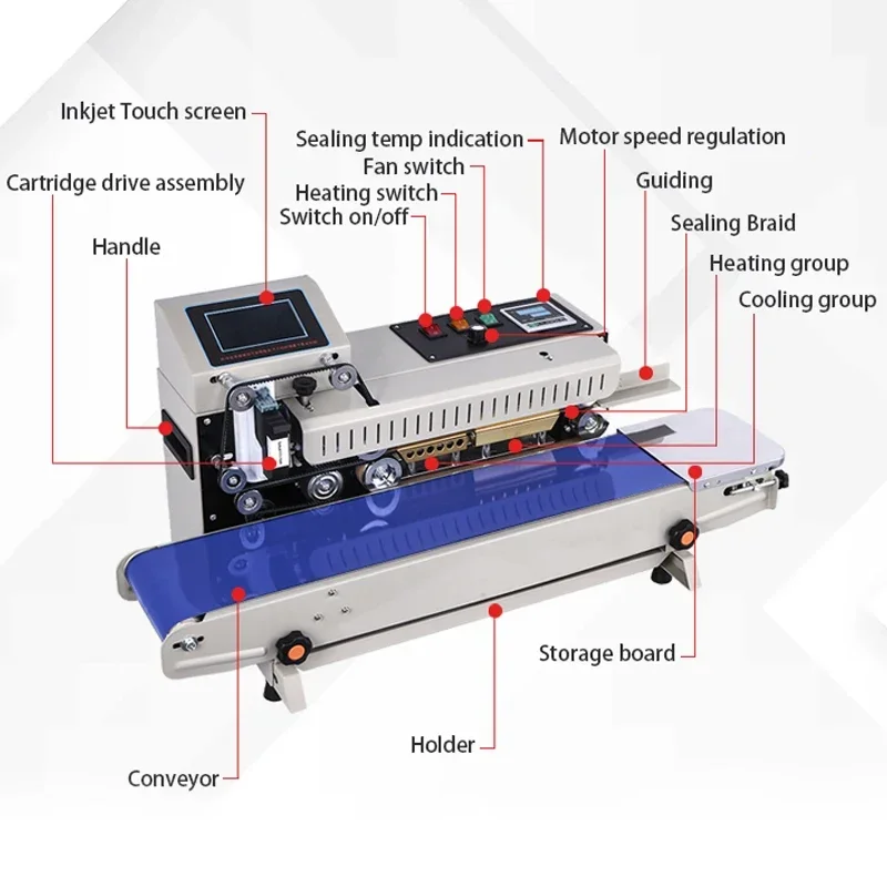 Semi-automatic Continuous Heating Business Portable Bag Sealing Machine 2024, with Code Valid Period