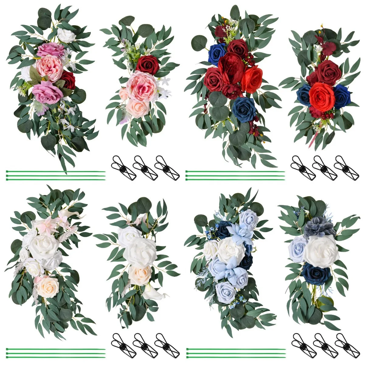 

Wedding Floral Artificial Flowers Silk Rose Fake Green Plant Vine Simulation Guide Flower Pink Peony Wreath Home Decoration