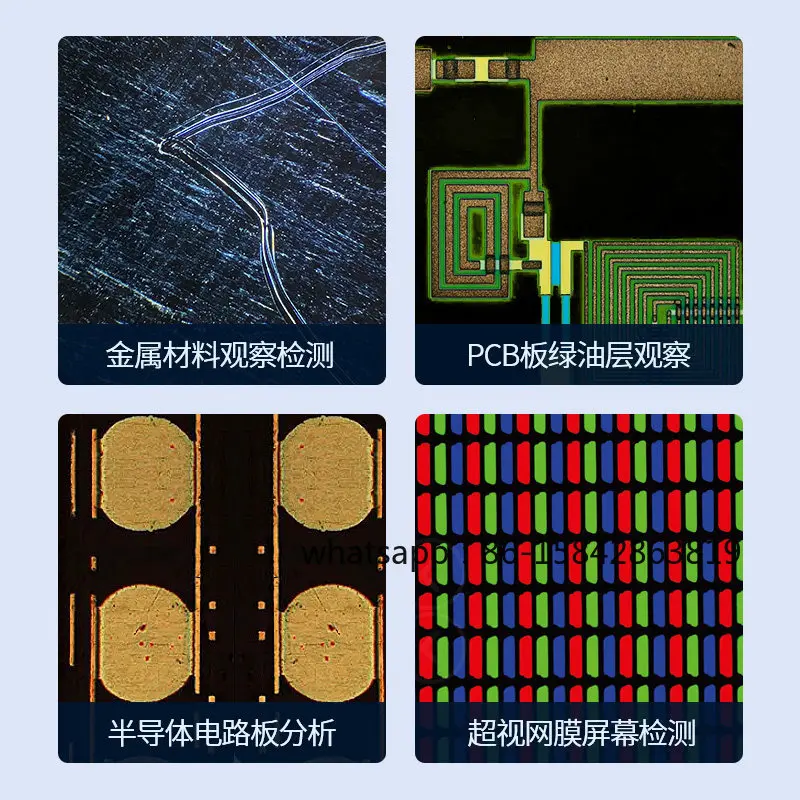 Research-grade light and dark field metallographic microscope to see PCB green oil layer copper plating layer silicon wafer