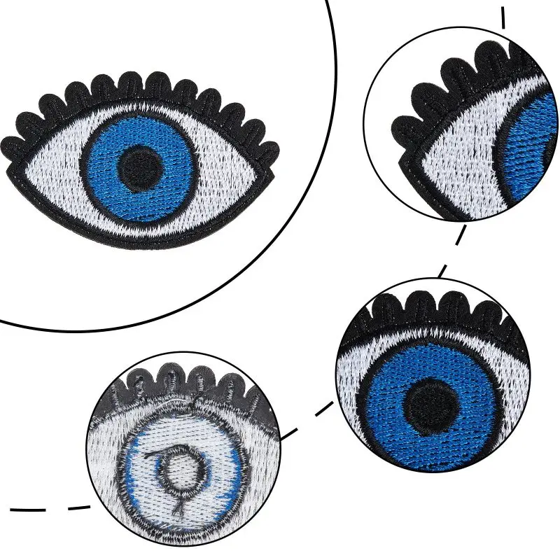 15Pcs Blue Eye Iron on Patch Embroidered Patches Applique Sew on Eyes Eyeball Embroidery Goth Punk Retro Appliqued Cloth Badge