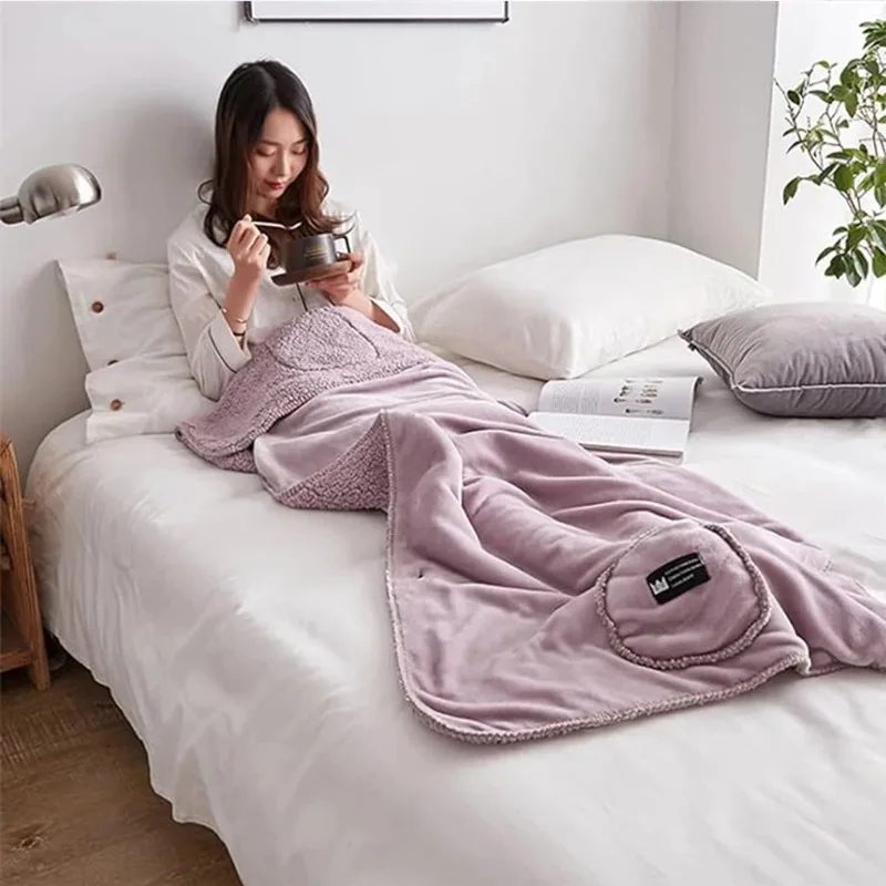 

Multifunction Soft Comfortable Blanket Poncho Blanket For Women multi-purpose scarf Cape Wrap Button Bed Jacket with Pockets