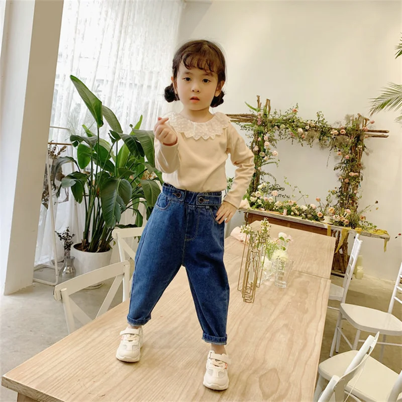 Girls Jean Pants Long Trousers Cotton 2024 White Spring Autumn Baby\'s Kids Pants Outdoor School Toddler Children\'s Clothing