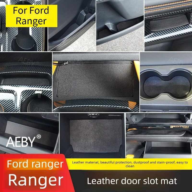 

For Ford Ranger 2022-2026 Cup Holder Pads Console Pads Door Bags Storage Pads Anti-Slip,Noise reduction washable,interior