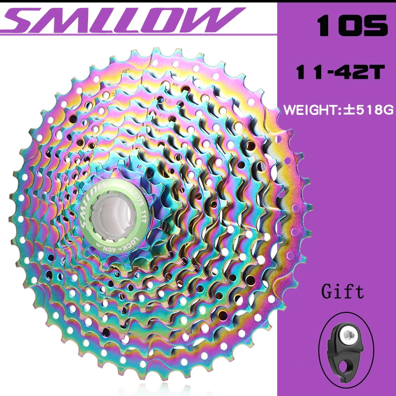 SMLLOW Cassette MTB Bicycle Freewheel 10 Speed 11-42T Mountain Bike Sprocket Colorful Rainbow Flywheel Chain Wheel