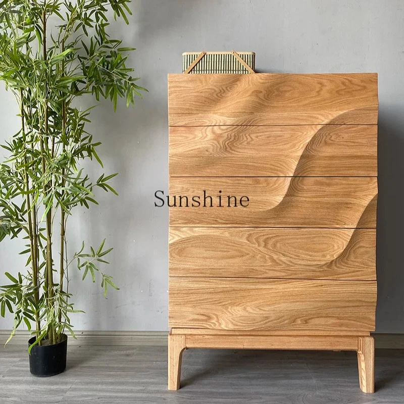 

Modern simple small apartment Nordic bedroom storage chest of drawers full solid wood bucket cabinet