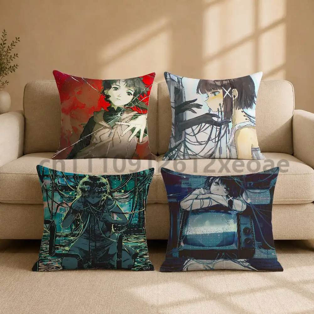 Serial Experiments Lain Printed Pillow Cover Square Cushion Case for Sofa Couch Living Room Bedroom Home Decor