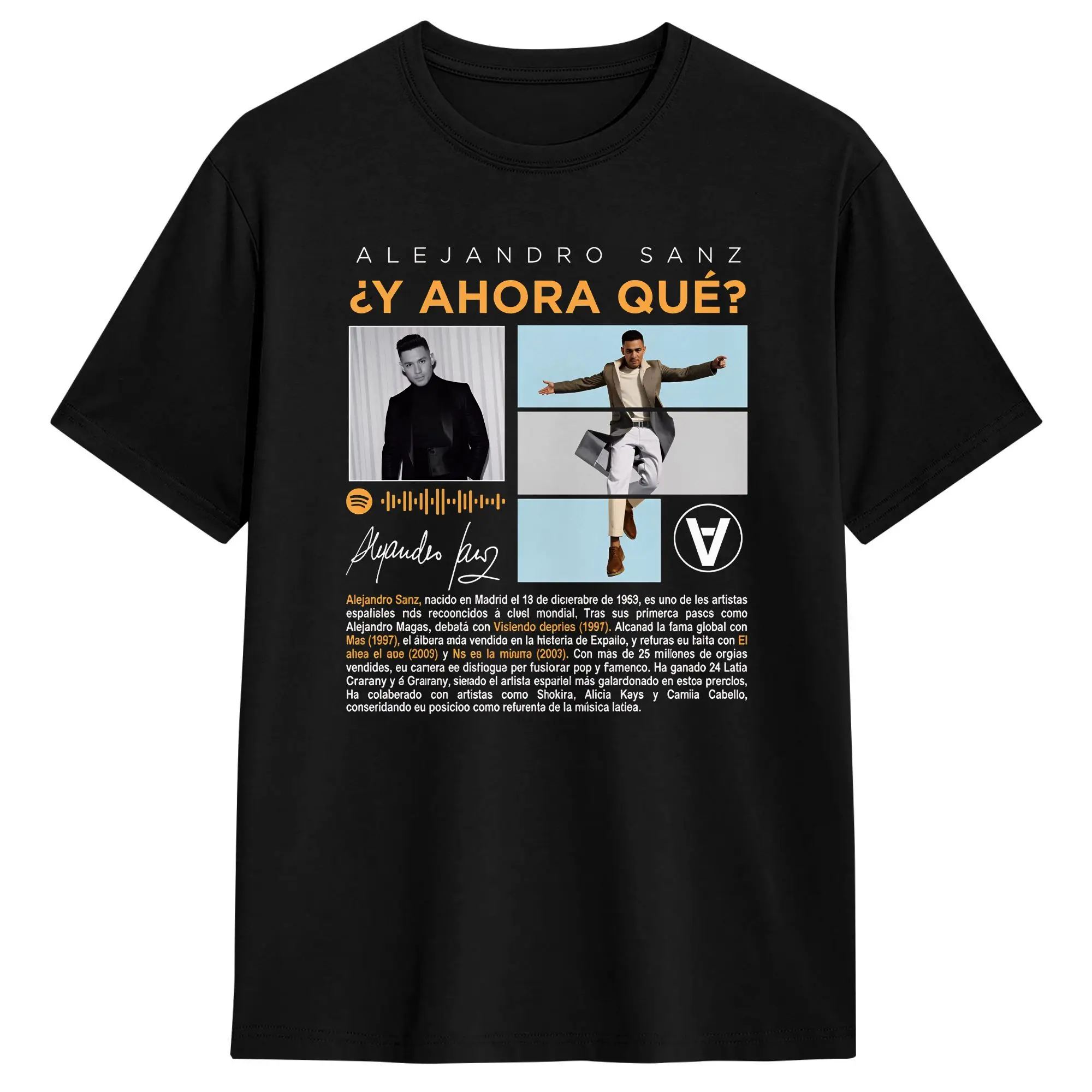 Alejandro Sanzs T-Shirts Men Spanish 2026 Tour Leisure Cotton Tees Crewneck Short Sleeve T Shirts Party Clothing