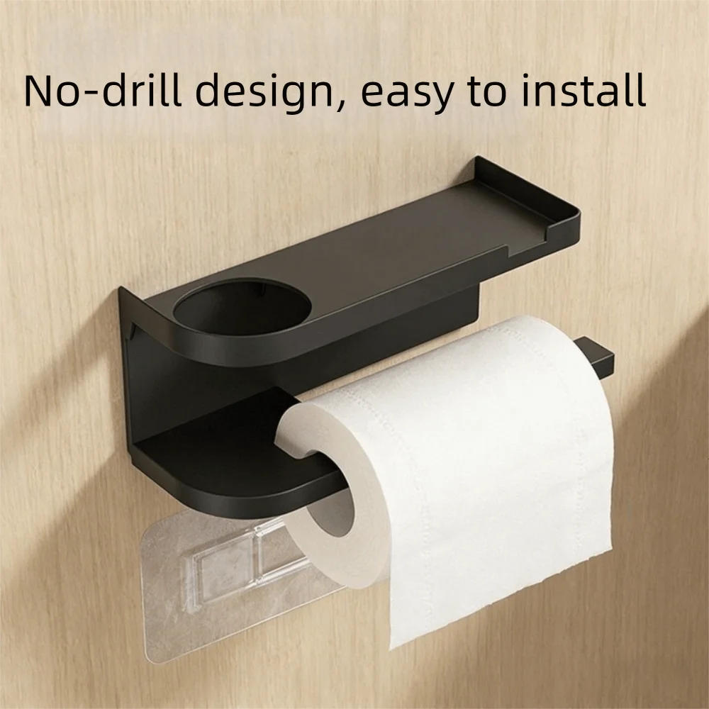 Self Adhesive Toilet Roll Paper Holder Wall Mounted Plastic Tissue Storage Rack Punch-Free Space Saving Tissue Rack Restroom Use - view 3