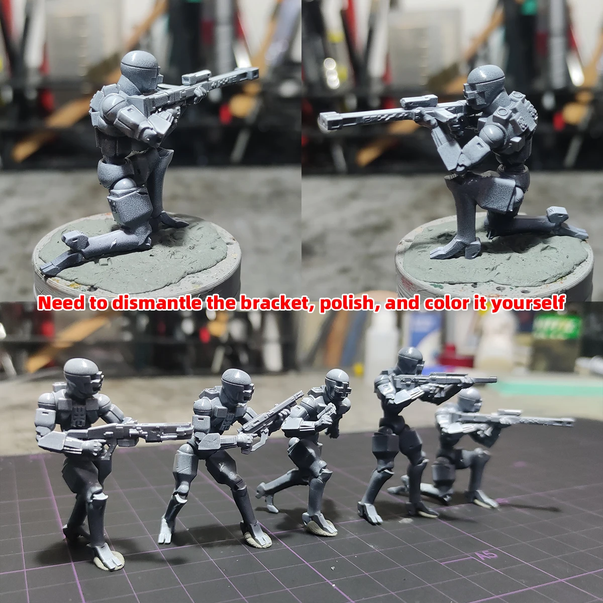 1/35 1/48 1/72 Maßstab Modellbausatz 3D Harz Miniatur-Soldatenfiguren Diorama Unbemalt SciFi Zyklop-Roboter-Gruppe DIY – Detail 7