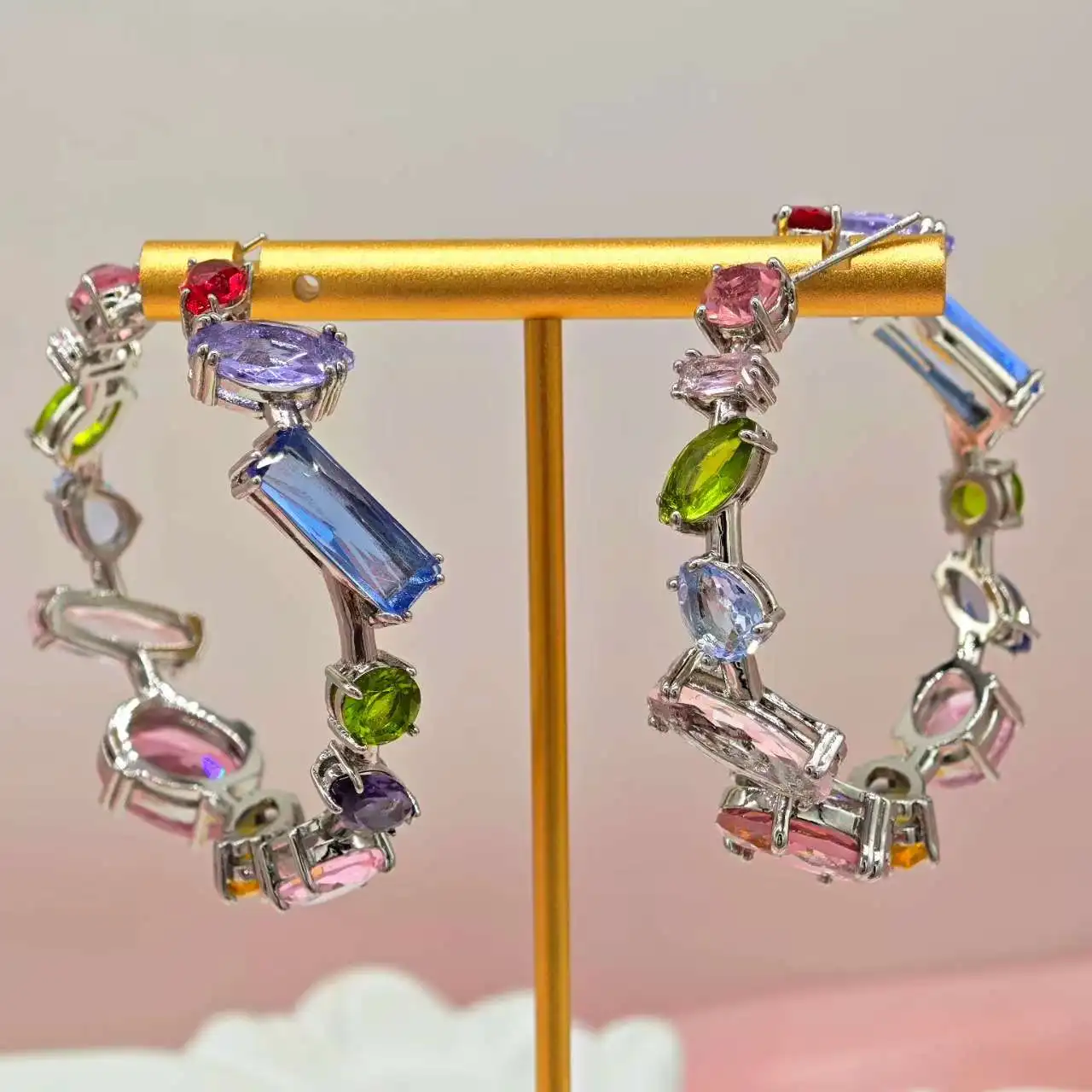 

autumn fashion irregular C-shaped multi-color earrings