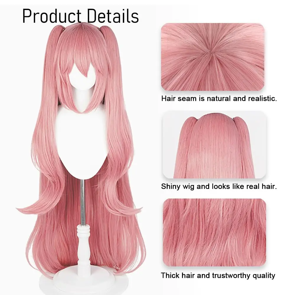 Seraph Of The End Owari no Seraph Krul Tepes Cosplay Wig Pink Anime Witch Vampire Halloween Party Two Ponytail Wigs image 4