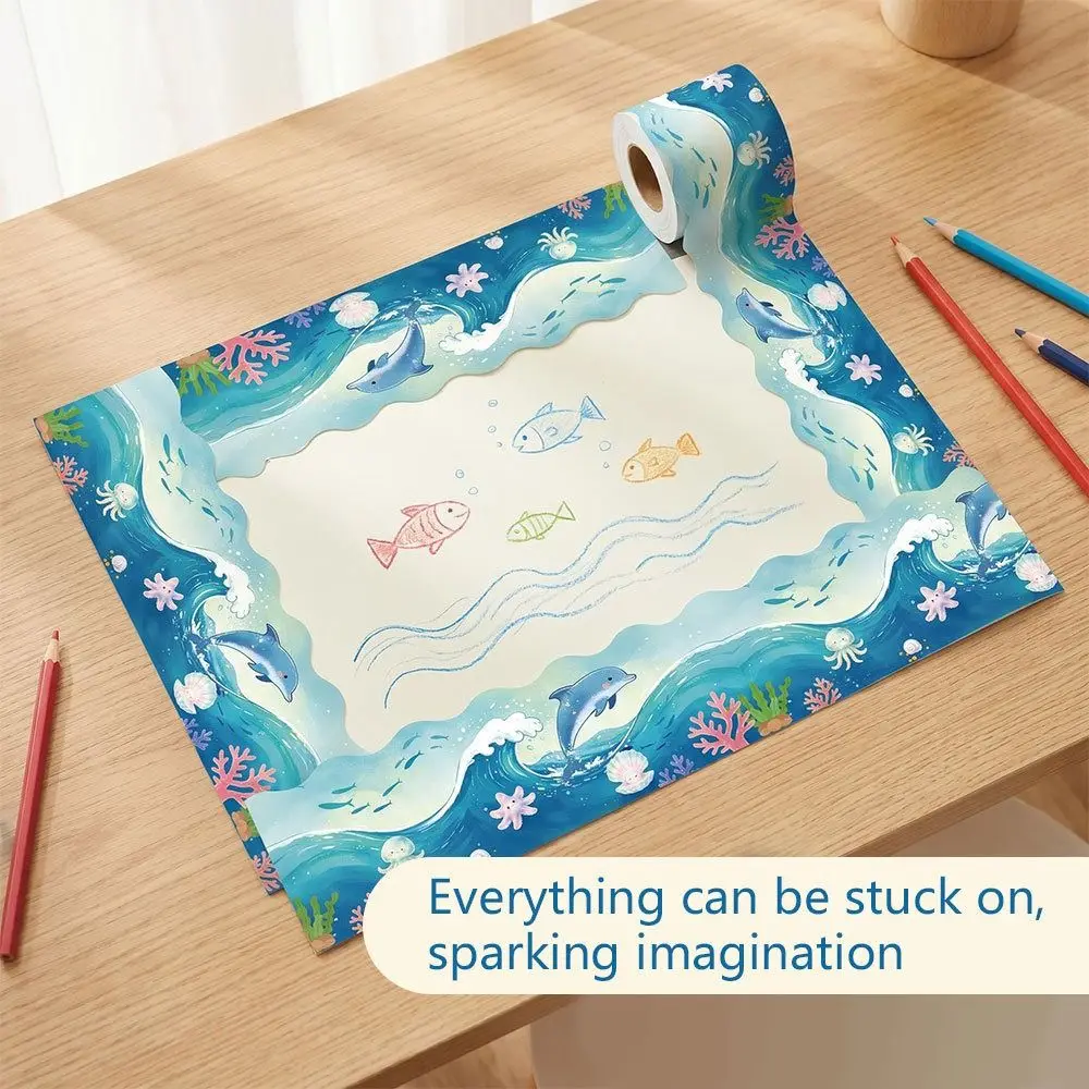 Ocean/Sheep Bulletin Board Border 10m/Roll Cuttable Border Trim Roll Scalloped Edge Classroom Border Trim Chalkboard Decorating