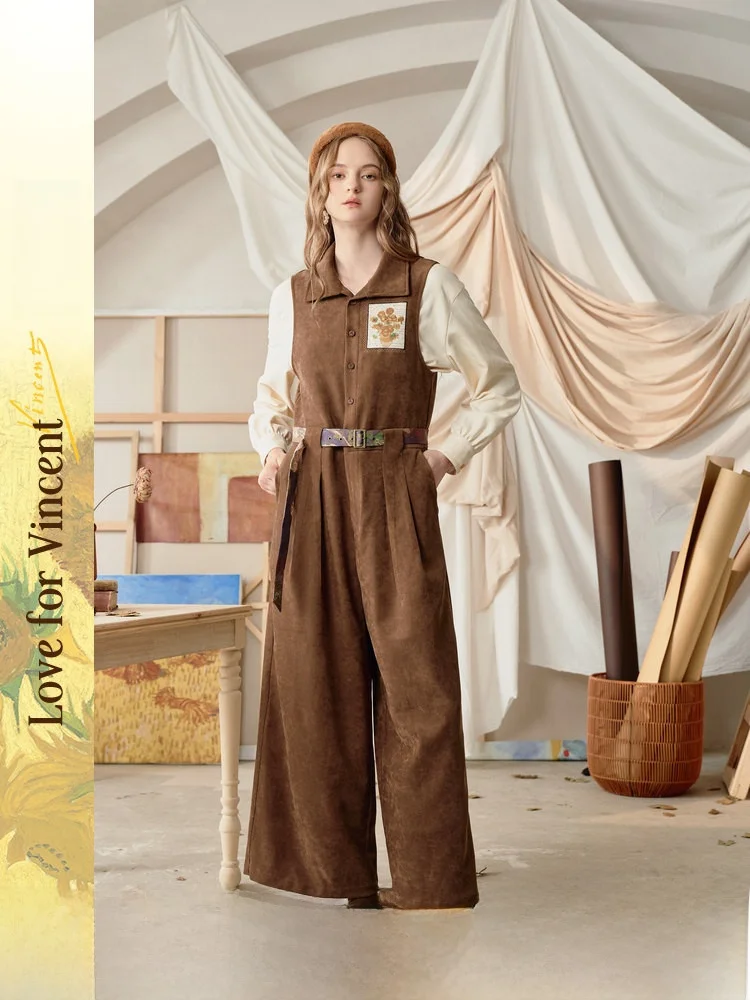 

Свободный повседневный комбинезон с широкими штанинами для женщин, комфортный, в стиле кэжуал, цвет карамель, для зимы, новинка, Two Tee Things Van Gogh