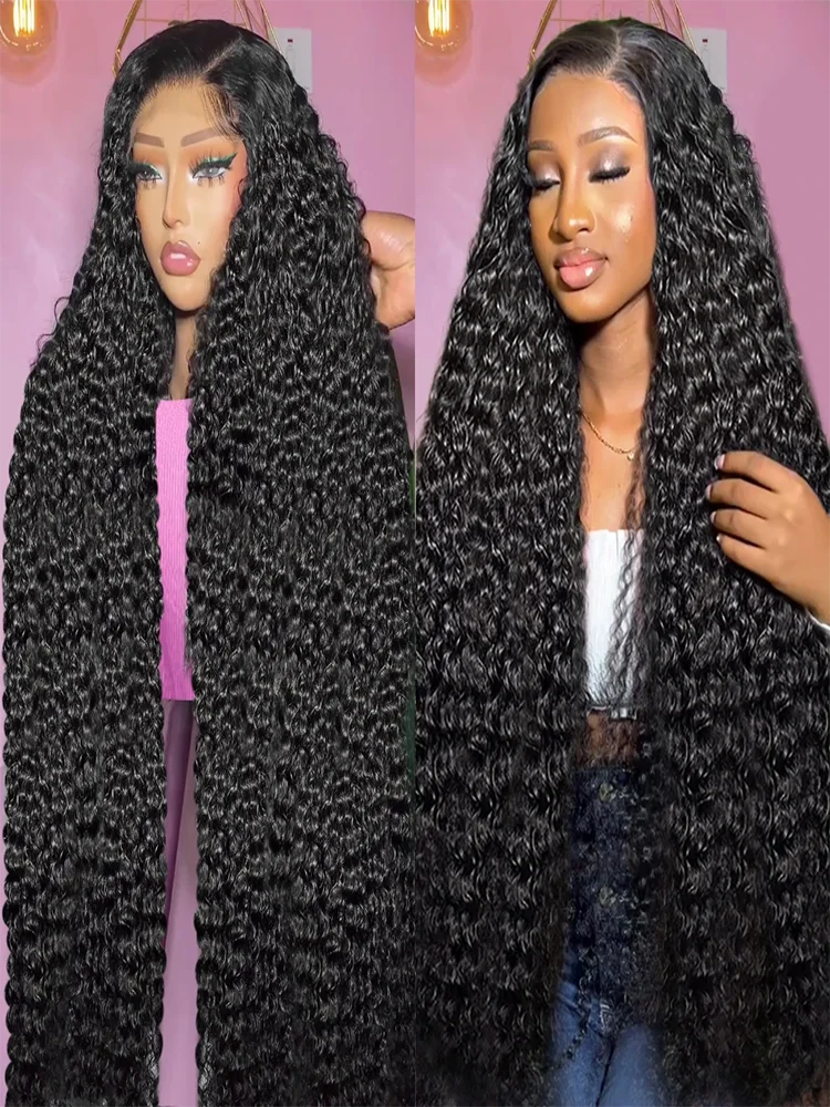 Deep Wave Frontal Wig 13x6 HD 250 Density Lace Curly Wigs 34 36 Inches Human Hair Wig 100% Human Hair Lace Frontal Wig Loose Wig