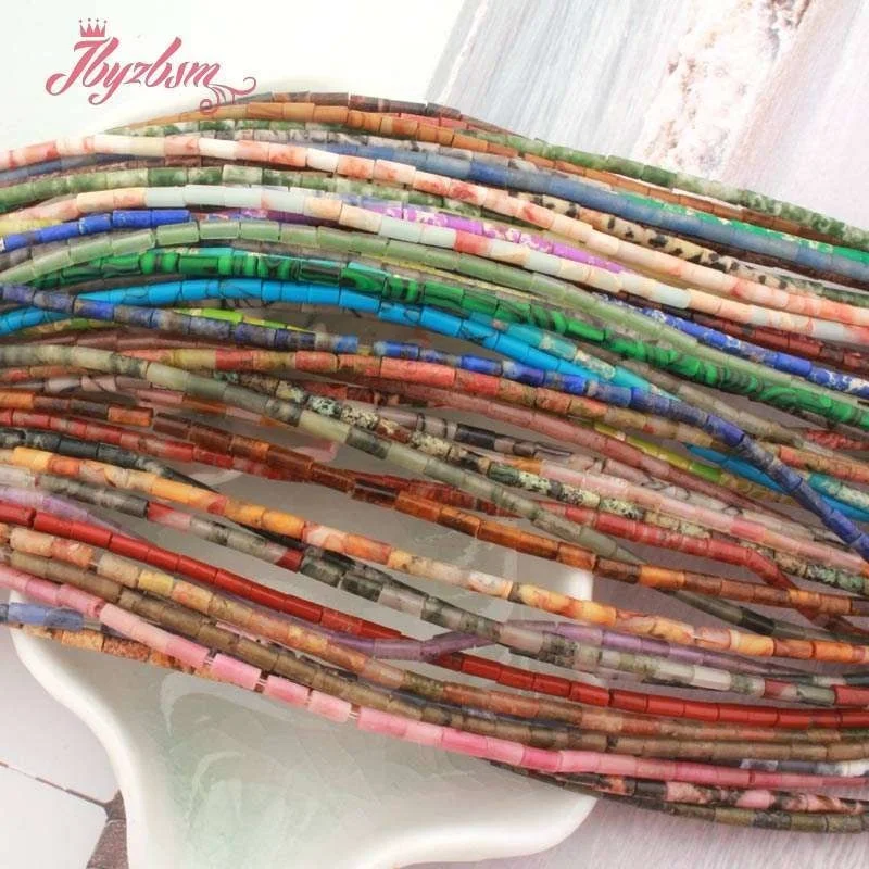 Tube Column Stone Tiny Beads Spacer Beads 15 inches for DIY Charms Accessories Necklace Bracelet Jewelry Making Strand 2x3-2x4mm