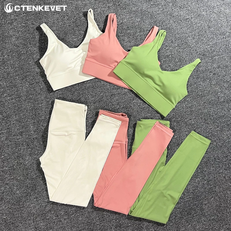 2 Piece Women's Sports Bra Fit Yoga Set Gym Fitness Yoga Wear Running High Stretch High Waist Pants Sports Leggings Training Set