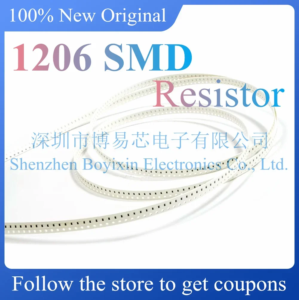 100Pcs 1206 0R ~ 10M SMD resistor 0 1 10 100 150 220 330 ohm 1K 2.2K 10K 100K 0R 1R 10R 100R 150R 220R 330R ohm 1%