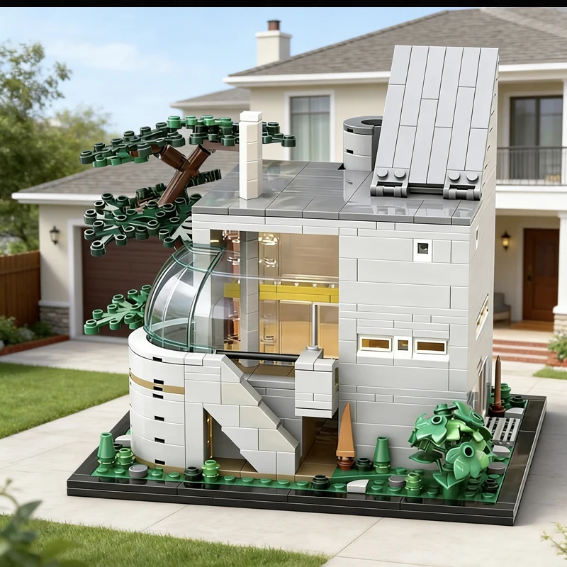 Set di Costruzioni da 752 Pezzi, Casa Gwathmey MOC, Blocchi Modulari Personalizzabili, Tecnologia Popolare, Mattoncini Semplici, Giocattolo Fai-da-Te, Regalo