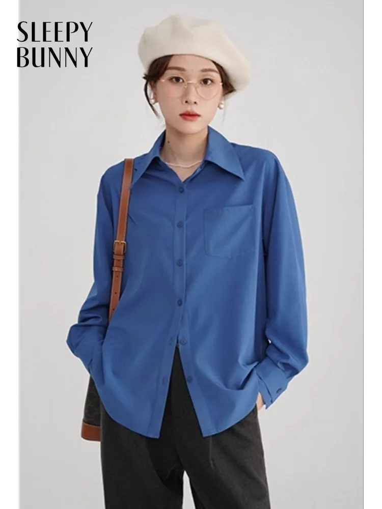 

Women Elegant French Style Long Sleeve Shirt Lady Slim Blouse Chic Early Spring Layering Top Petite Friendly Casual Daily Wear