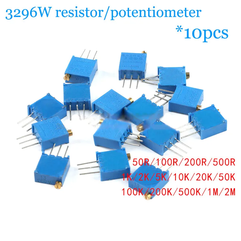 10pcs 3296W Top adjusting resistors/potentiometers 1K2K5K10K20K50K100K500K-2M