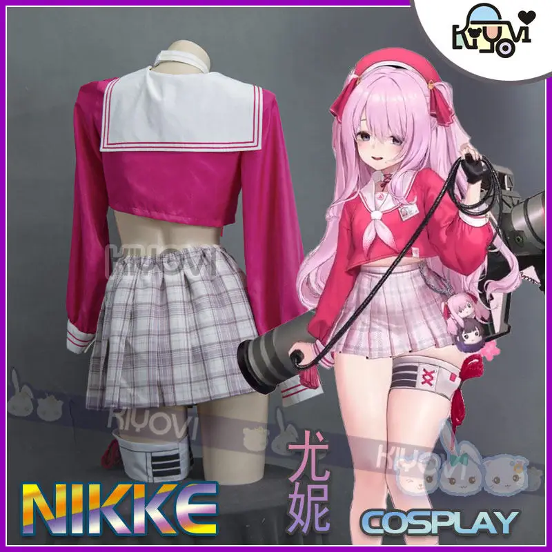 

Yuni Game NIKKE Cosplay Costume Yuni Goddess of Victory Girls JK Sailor Uniform Top Headwear Skirts Halloween Carnival HCos