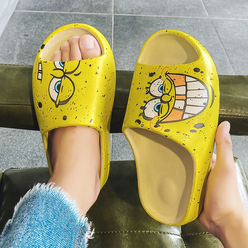 Summer Couple Sandals Fashion Print Women\'s Flat Slippers Comfortable Soft Non-Slip House Slippers Men Slides Pantuflas Hombre