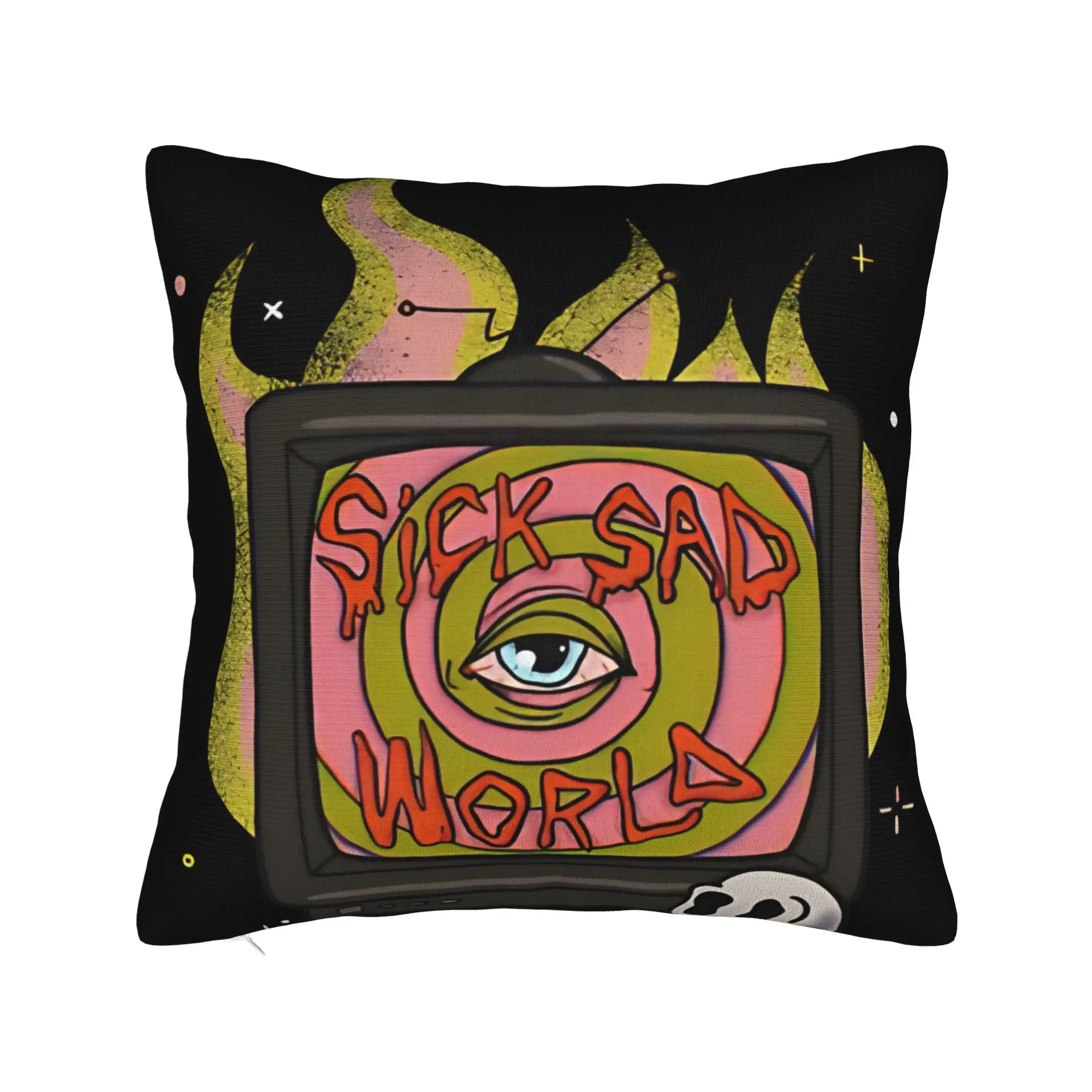 Sick sad world  Darias Square Pillow Covers Polyester Bed Car  Cushion Cover Cute Decor Throw Pillow Case 40*40