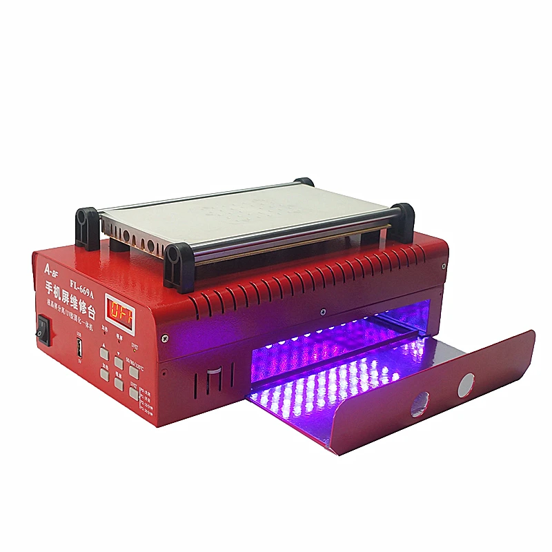 2 In 1 FL-669A 104pcs UV LED Lights Curing Drawer LCD Vacuum Separator Machine  For 8 Inch Mobile Screen