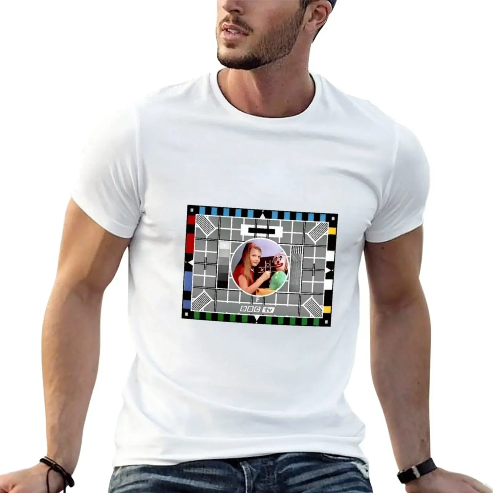 New Classic 'BBC test card' T-Shirt man clothes Blouse sports fan t-shirts boys animal print shirt t shirts men