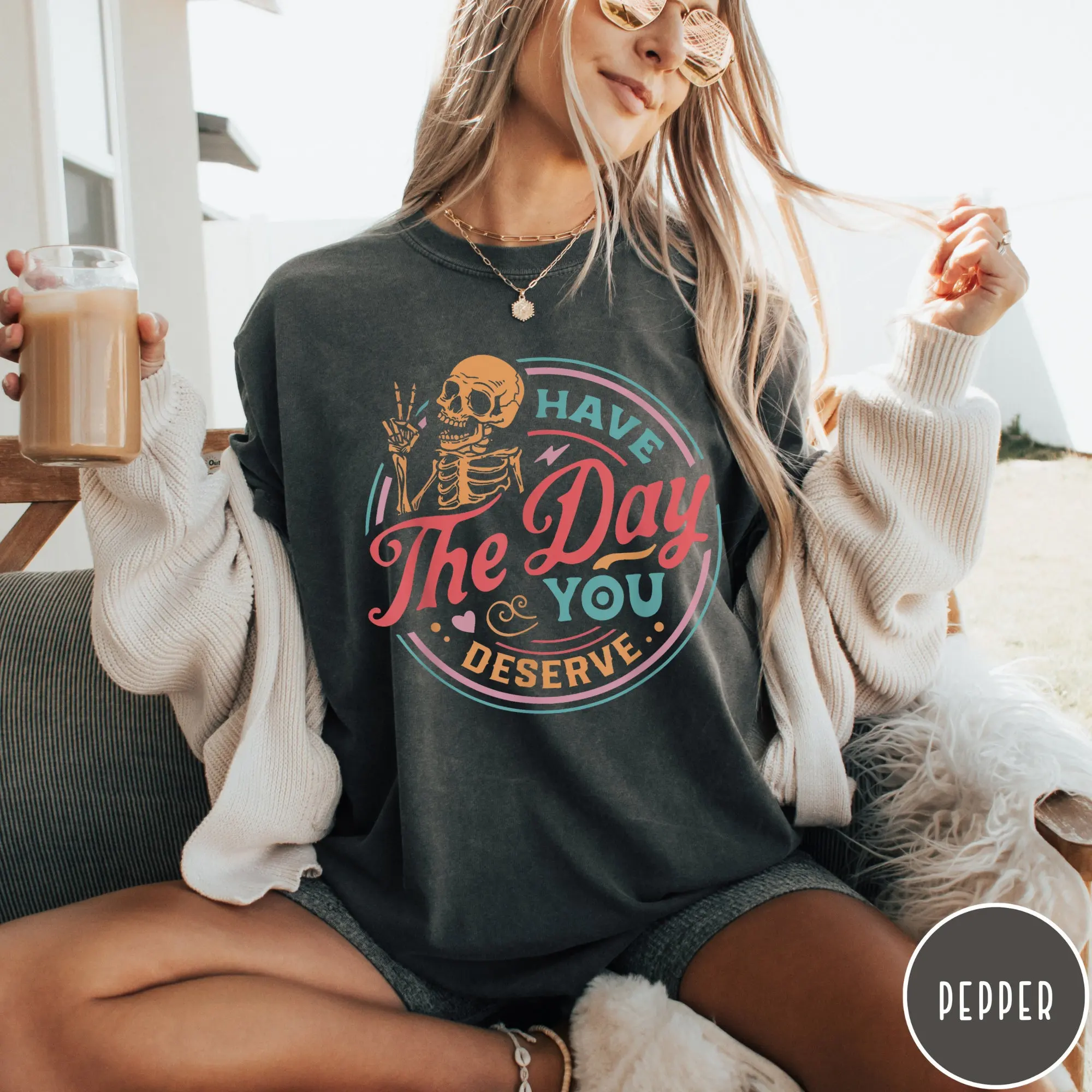 Dames T-shirt met grote maten Letter Skull Print Katoen Ademend Modieus en veelzijdig Unisex Street chic Oversized