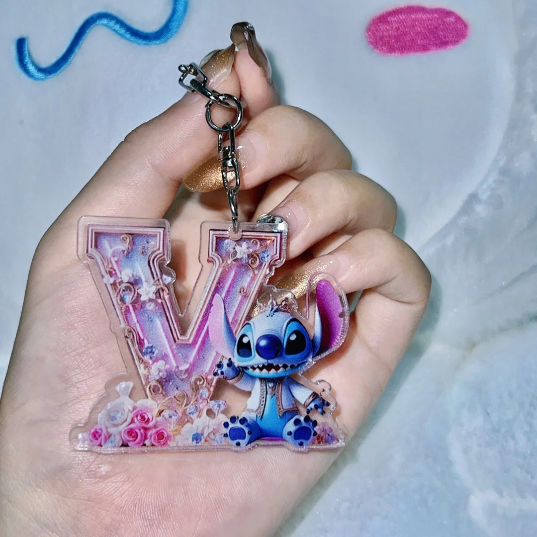 ديزني الاكريليك ليلو وستيتش 26 حرف المفاتيح الكرتون نمط غرزة قلادة العنصر الزخرفية بنين بنات لعبة جائزة هدية #5