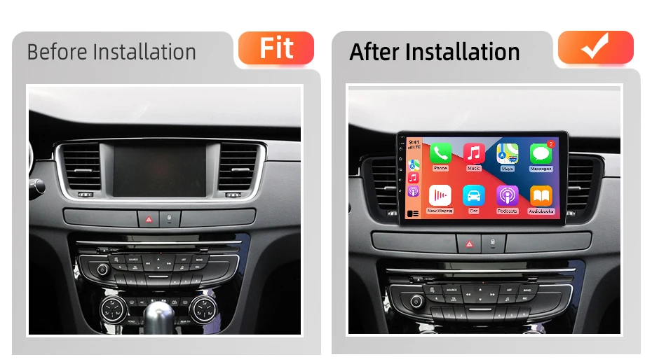 Android Autoradio für Peugeot 508 SW Citroen DS5 C5 2011-2018, kabelloses CarPlay & Android Auto, GPS-Navigation, Multimedia, Lenkradsteuerung