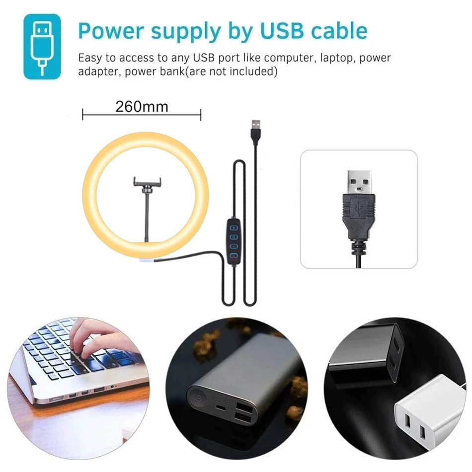 三脚と携帯電話ホルダー付きのledライトリング,写真撮影,youtubeビデオ用