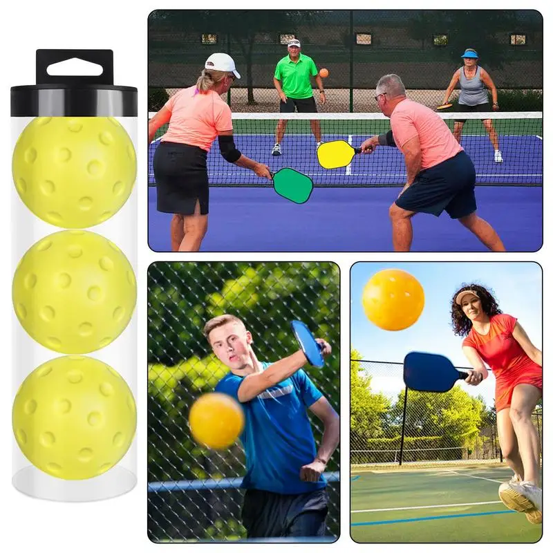 Piłeczki do pickleballa halowych 3 szt. Ciche piłeczki do pickleballa do treningu 74mm Ciche ćwiczenia pickleballa Miękkie, puste piłeczki do pickleballa